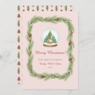 Grandmillennial Christmas Garland & Pinecone Julkort