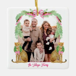 Grandmillennial Christmas Leopard Photo Julgransprydnad Keramik