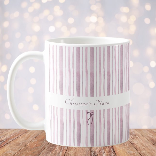 Grandmillennial dammig mauve randig elegant stuga kaffemugg (Skapare uppladdad)