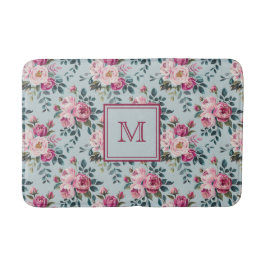 Grandmillennial Damros Blommig Anpassad Monogram Badrumsmatta