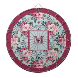 Grandmillennial Damros Blommig Anpassad Monogram Darttavla