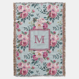 Grandmillennial Damros Blommig Anpassad Monogram Filt