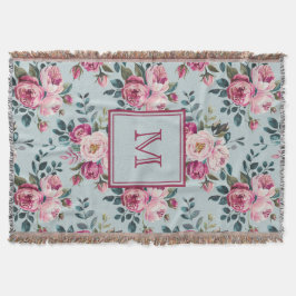 Grandmillennial Damros Blommig Anpassad Monogram Filt