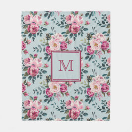 Grandmillennial Damros Blommig Anpassad Monogram Fleecefilt