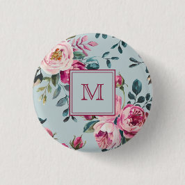 Grandmillennial Damros Blommig Anpassad Monogram Knapp