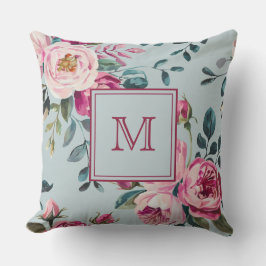 Grandmillennial Damros Blommig Anpassad Monogram Kudde
