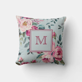Grandmillennial Damros Blommig Anpassad Monogram Kudde