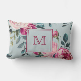 Grandmillennial Damros Blommig Anpassad Monogram Lumbarkudde