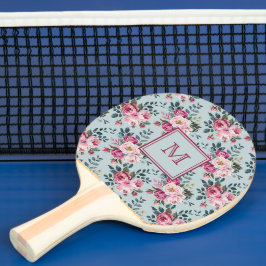 Grandmillennial Damros Blommig Anpassad Monogram Pingisracket
