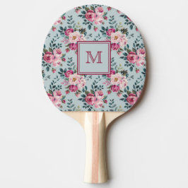 Grandmillennial Damros Blommig Anpassad Monogram Pingisracket
