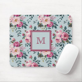 Grandmillennial Damrosblommig Anpassad Monogram Musmatta