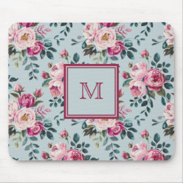 Grandmillennial Damrosblommig Anpassad Monogram Musmatta