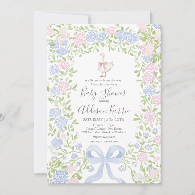 Grandmillennial dumdristig gås baby shower inbjuda inbjudningar (Framsida)