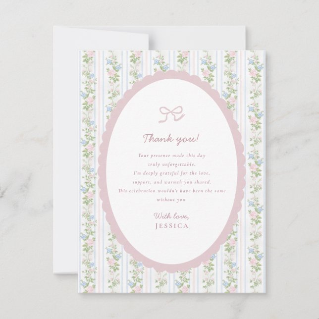 Grandmillennial Floral Baby Shower Thank you card Meddelande (Framsida)