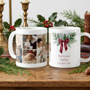 Grandmillennial Garland Röd Bow Jul Foto Kaffemugg