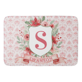 Grandmillennial Holiday Crest | Christmas Monogram Badrumsmatta