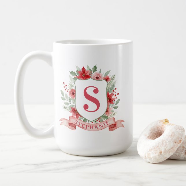 Grandmillennial Holiday Crest | Christmas Monogram Kaffemugg (Med munk)