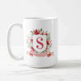 Grandmillennial Holiday Crest | Christmas Monogram Kaffemugg
