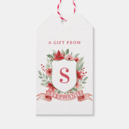 Grandmillennial Holiday Crest | Christmas Monogram Presentetikett