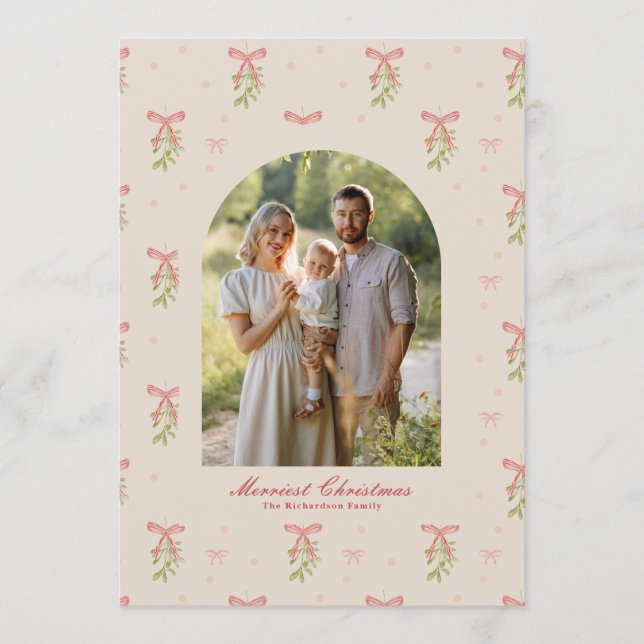 Grandmillennial jul botanisk båge fotoark julkort (Framsida)