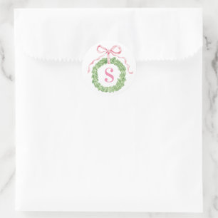 Grandmillennial julkransmonogram runt klistermärke