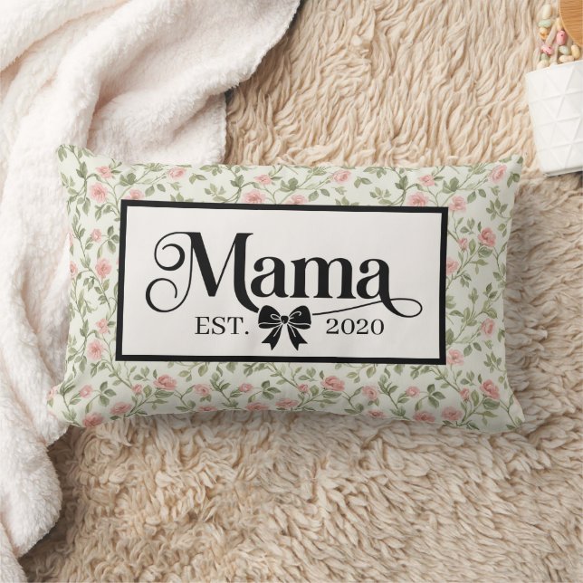 Grandmillennial Kräm Blommig Anpassad Mamma Minnes Lumbarkudde (Filt)