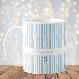 Grandmillennial Ljusblå Rand Elegant Stuga Kaffemugg