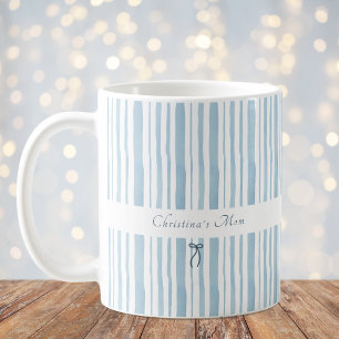 Grandmillennial Ljusblå Rand Elegant Stuga Kaffemugg