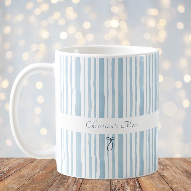 Grandmillennial Ljusblå Rand Elegant Stuga Kaffemugg (Skapare uppladdad)
