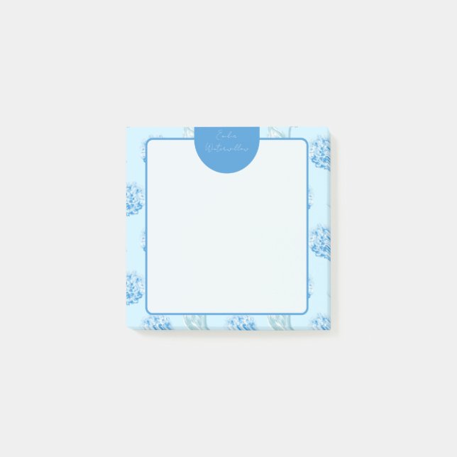 Grandmillennial Målad Hortensia Anpassningsbar Post-it Block (Framsida)
