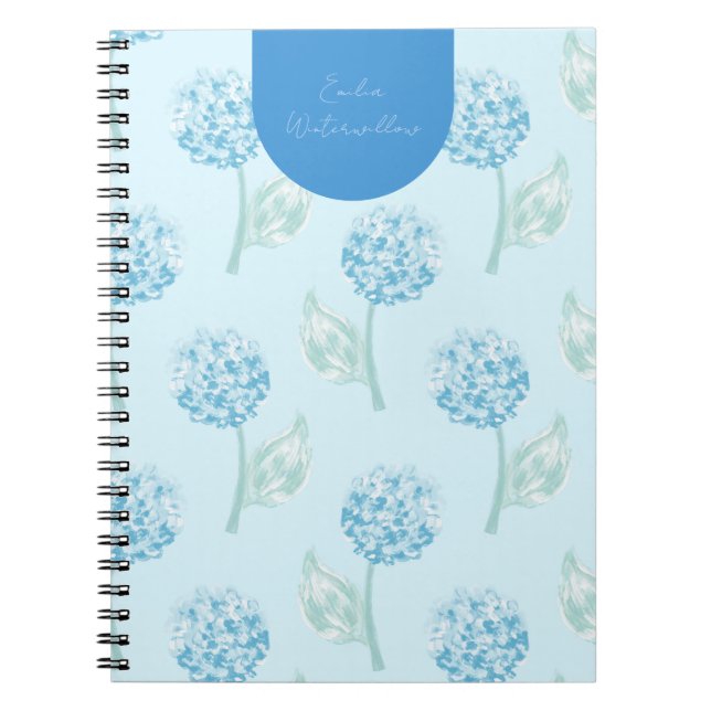 Grandmillennial Målad Hydrangea Anpassningsbar Anteckningsbok (Framsidan)