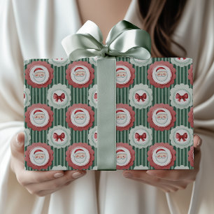 Grandmillennial Prepparklassisk Vintage Santa Vatt Presentpapper