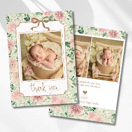 Grandmillennial Röda Anemon Baby Foto Tack Meddelande