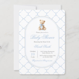 GrandMillennium Bear Baby Shower Boy Inbjudningar
