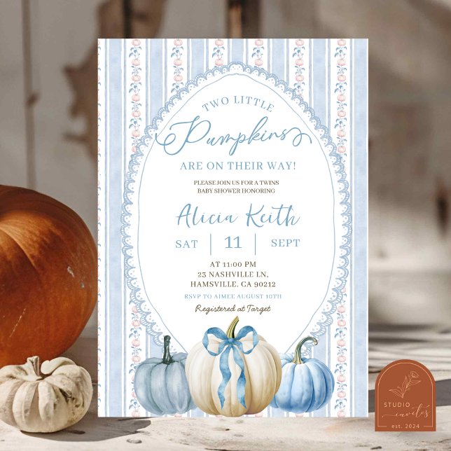 GrandMillennium Blue Pumpkin Boy Twillingars Baby  Inbjudningar (Skapare uppladdad)