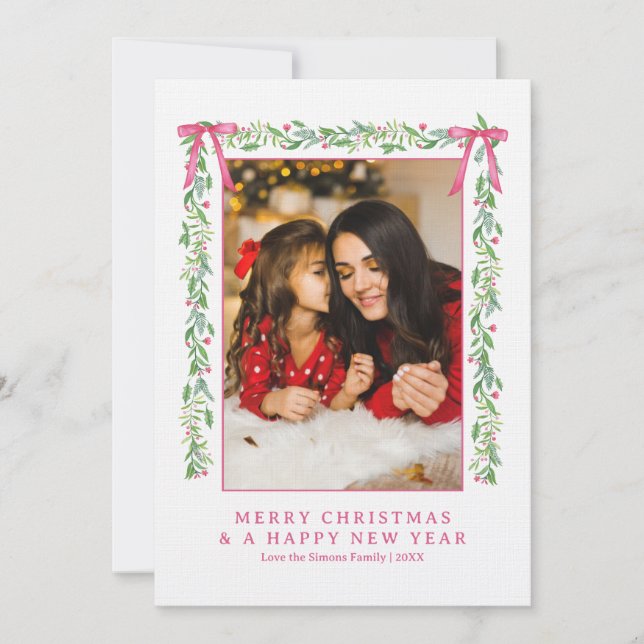 GrandMillennium Evergreen Swag med Bows | Foto Inbjudningar (Framsida)