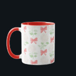 GrandMillennium Hydrangea & Bows Red Mugg<br><div class="desc">Röda hanterade vita vattenblommor med röda kvistar och grönt rand mugg. Perfektens gåva till älskare under årtusendet!</div>