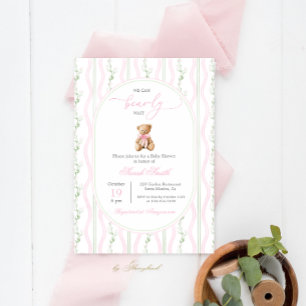 GrandMillennium Nalle Baby Shower Girl Inbjudningar