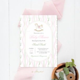 GrandMillennium Rocking Horse Baby Shower Girl Inbjudningar