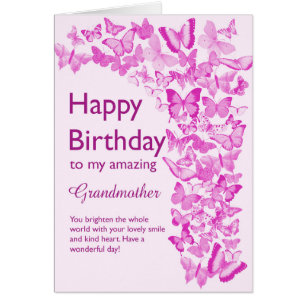 Grandmor Birthday Butterflies Hälsningskort