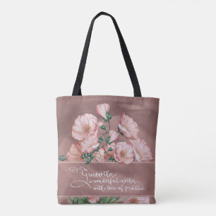 Grandmor Blommigt V Shoulder Tote med offert Tygkasse
