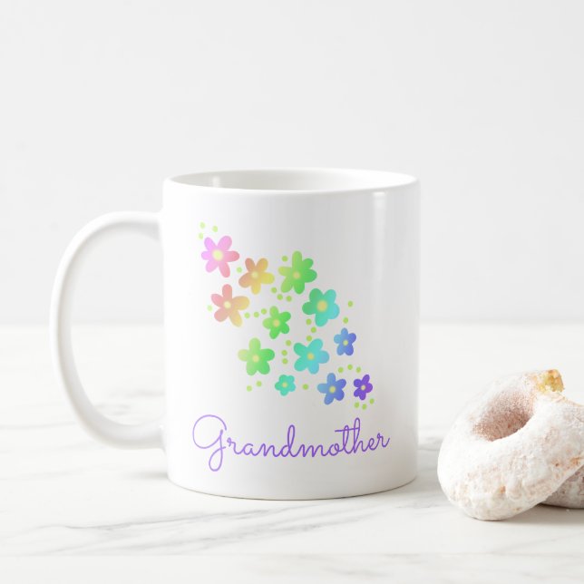 Grandmor Rainbow Flowers Mugg (Med munk)