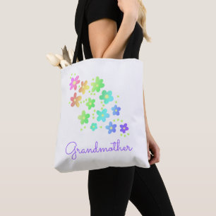 Grandmor Rainbow Flowers Tote Bag Tygkasse