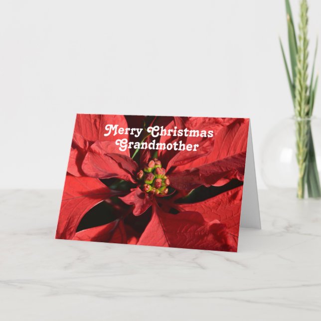 Grandmor Red Poinsettia God jul Helgkort (Framsida)
