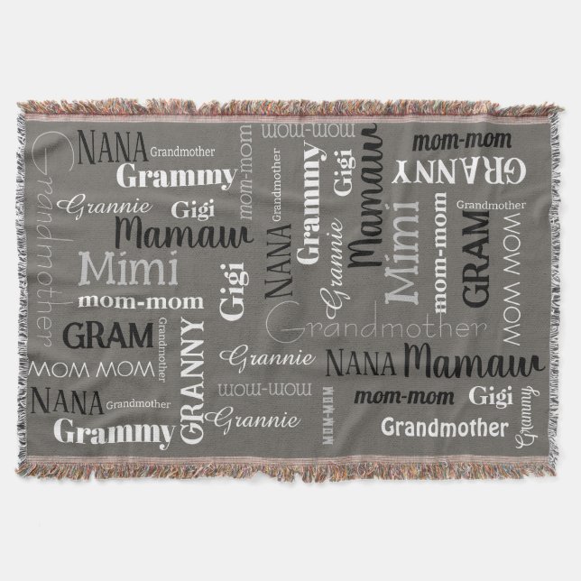 GRANDMOTHER MAMMA MAMMA Mors dag Gift Throw Blanke Filt (Framsidan)