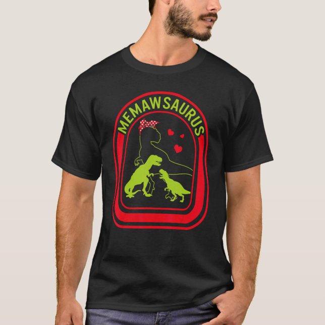 Grandmother Memawsaurus Dinosaur Heart Dinosaur  M T Shirt (Framsida)