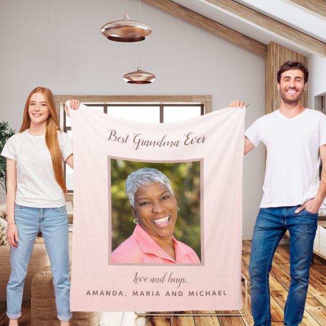 Grandmother pink photo fleecefilt (Skapare uppladdad)