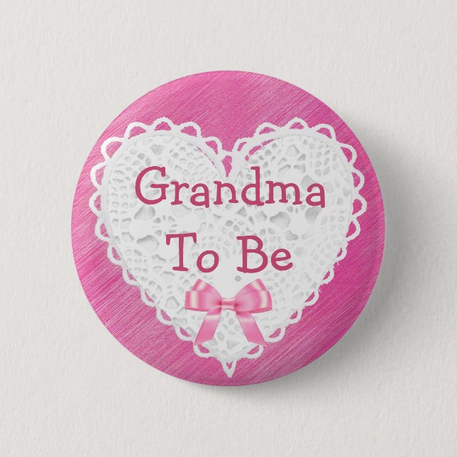 Grandms to be Blommigt Shabby Baby Shower Button Knapp (Framsida)