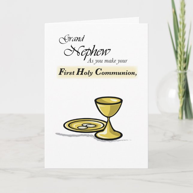 Grandnephew First Communion Guld Chalice, Paten Kort (Framsida)
