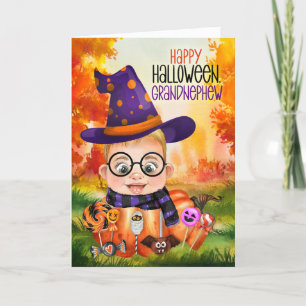 Grandnephew Little Wizard Boy Pumpkin Halloween Helgkort